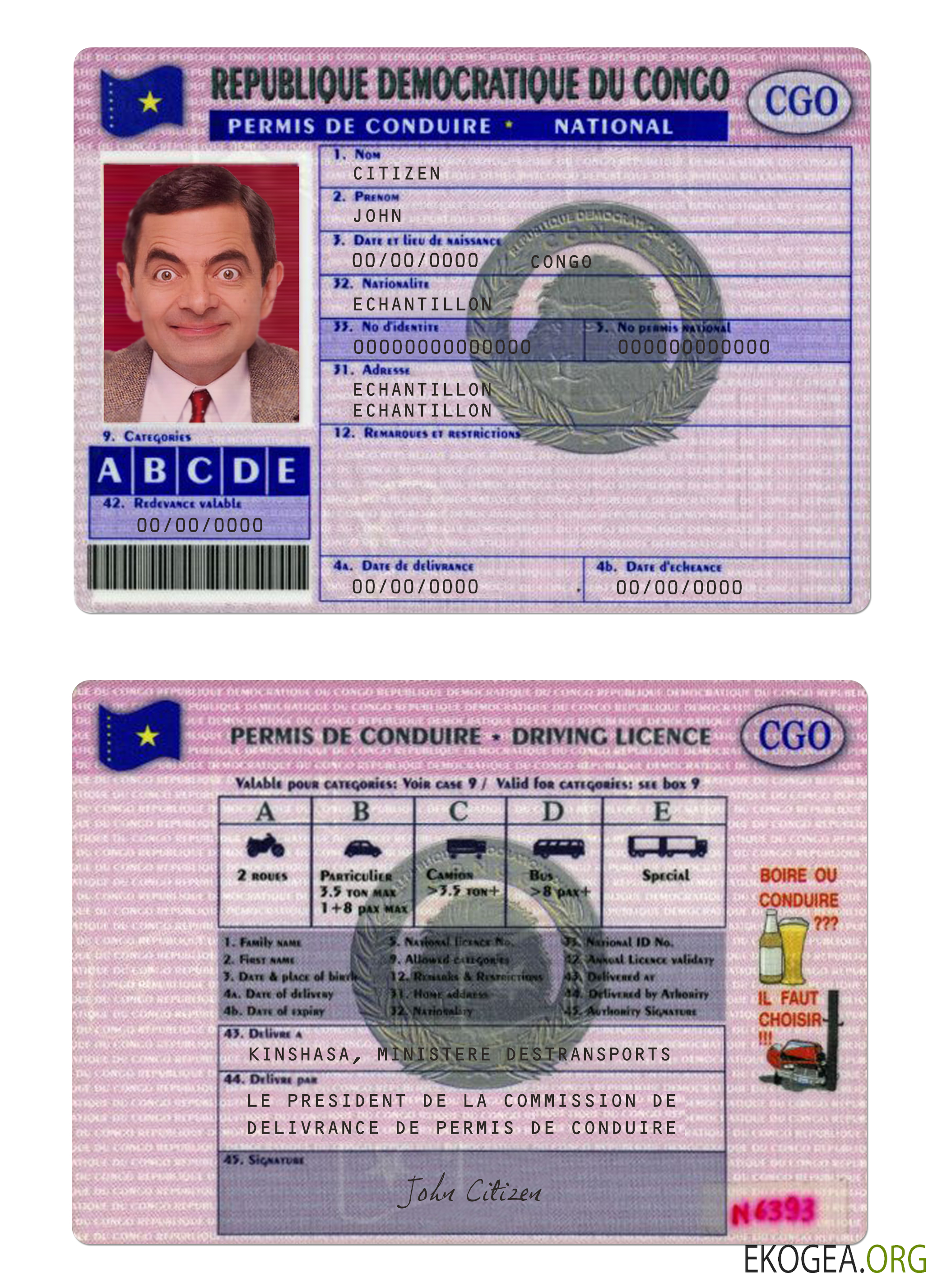 Congo driving license version 3